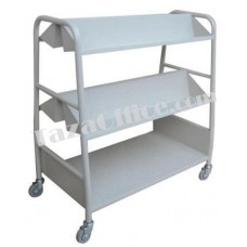 Double Sided Book Trolley with 2 Slopping & 1 Flat Shelves 